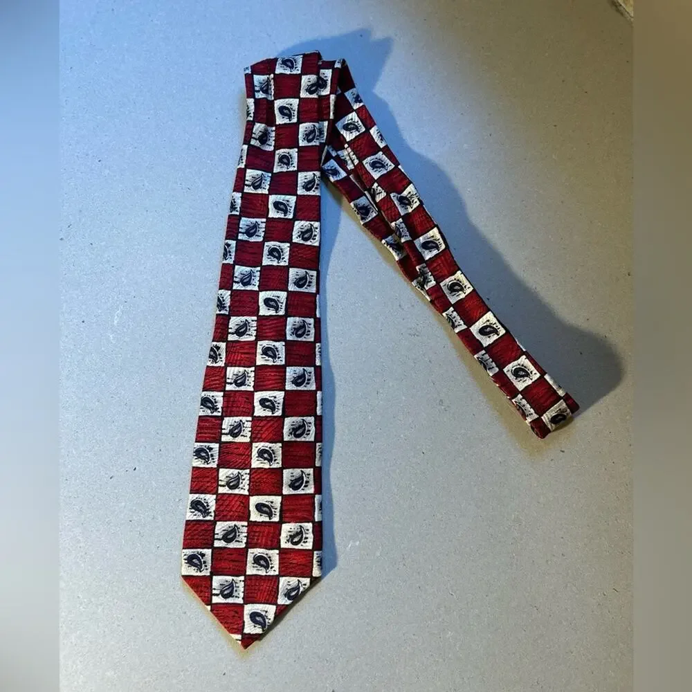 Robert talbott studio vintage red white black artistic men’s silk tie